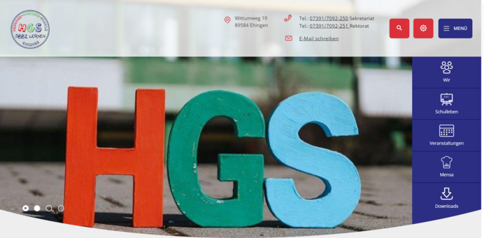 Startseite von der Homepage