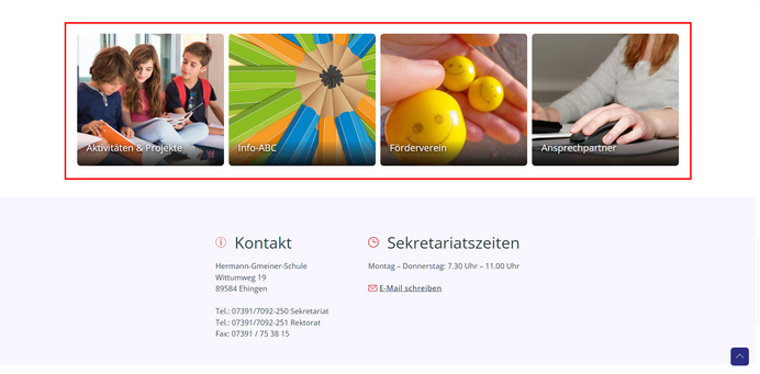 Links auf der Startseite